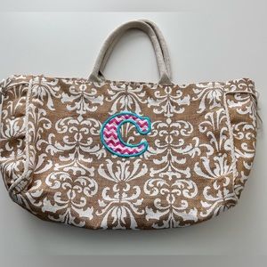 Women’s Monogramed Jute Tote